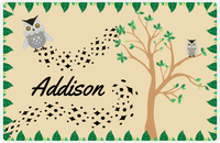Thumbnail for Personalized Owl Placemat - Above the Trees - Owl 08 - Brown Background with Grey Owl -  View