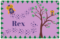 Thumbnail for Personalized Owl Placemat - Above the Trees - Owl 01 - Purple Background with Orange Owl -  View