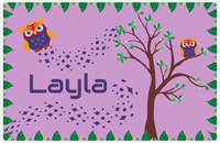 Thumbnail for Personalized Owl Placemat - Above the Trees - Owl 02 - Purple Background with Orange Owl -  View
