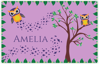 Thumbnail for Personalized Owl Placemat - Above the Trees - Owl 03 - Purple Background with Orange Owl -  View