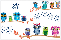 Thumbnail for Personalized Owl Placemat - All Owls I - Owl 02 - White Background with Blue Owl -  View