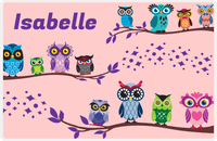Thumbnail for Personalized Owl Placemat - All Owls I - Owl 01 - Pink Background with Purple Owl -  View