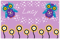Thumbnail for Personalized Owl Placemat - Sunflowers II - Owl 01 - Pink Background with Purple Owl -  View