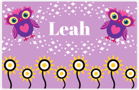 Thumbnail for Personalized Owl Placemat - Sunflowers II - Owl 07 - Pink Background with Purple Owl -  View