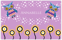 Thumbnail for Personalized Owl Placemat - Sunflowers II - Owl 09 - Pink Background with Purple Owl -  View