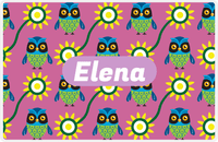Thumbnail for Personalized Owl Placemat - Sunflowers III - Owl 04 - Pink Background with Light Pink Nameplate -  View