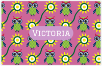 Thumbnail for Personalized Owl Placemat - Sunflowers III - Owl 06 - Pink Background with Light Pink Nameplate -  View