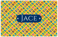 Thumbnail for Personalized Owl Placemat - All Owls II - Diamond Nameplate - Mustard and Navy -  View