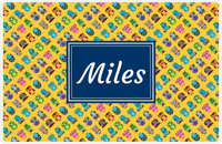 Thumbnail for Personalized Owl Placemat - All Owls II - Rectangle Nameplate - Mustard and Navy -  View