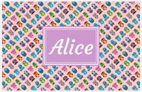 Thumbnail for Personalized Owl Placemat - All Owls II - Rectangle Nameplate - Pink and Lilac -  View