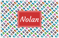 Thumbnail for Personalized Owl Placemat - All Owls II - Rectangle Nameplate - White and Red -  View