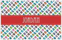 Thumbnail for Personalized Owl Placemat - All Owls II - Ribbon Nameplate - White and Red -  View