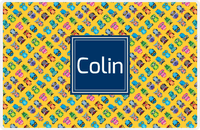 Thumbnail for Personalized Owl Placemat - All Owls II - Square Nameplate - Mustard and Navy -  View