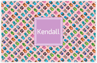 Thumbnail for Personalized Owl Placemat - All Owls II - Square Nameplate - Pink and Lilac -  View