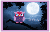 Thumbnail for Personalized Owl Placemat - Moon - Owl 02 - Lilac Border with Indigo Owl -  View
