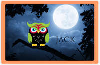 Thumbnail for Personalized Owl Placemat - Moon - Owl 02 - Tangerine Border with Black Owl -  View