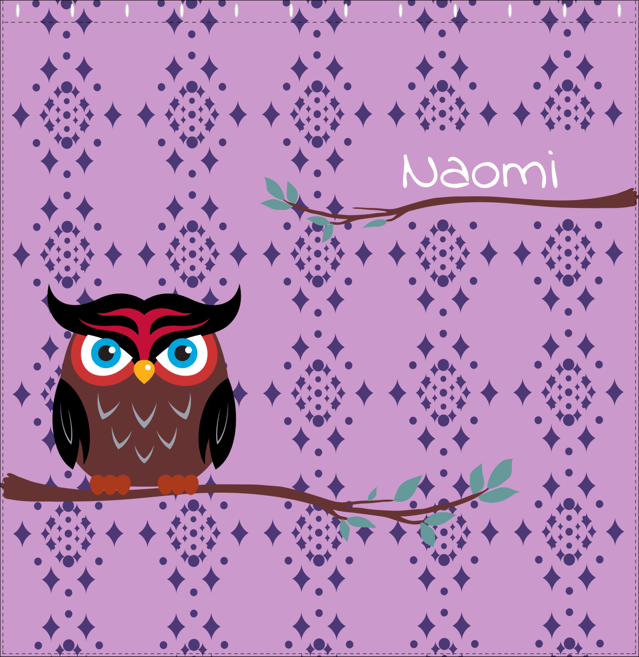 Personalized Owl Shower Curtain I - Owl 02 - Pink Background - Decorate View