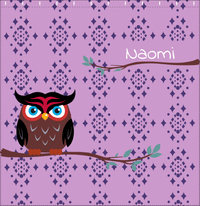 Thumbnail for Personalized Owl Shower Curtain I - Owl 02 - Pink Background - Decorate View