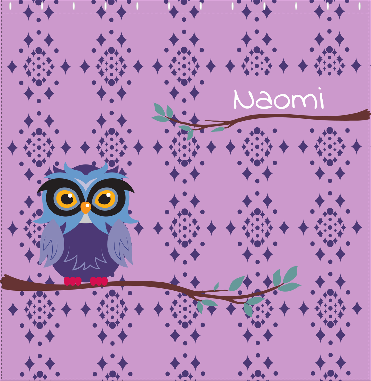 Personalized Owl Shower Curtain I - Owl 05 - Pink Background - Decorate View