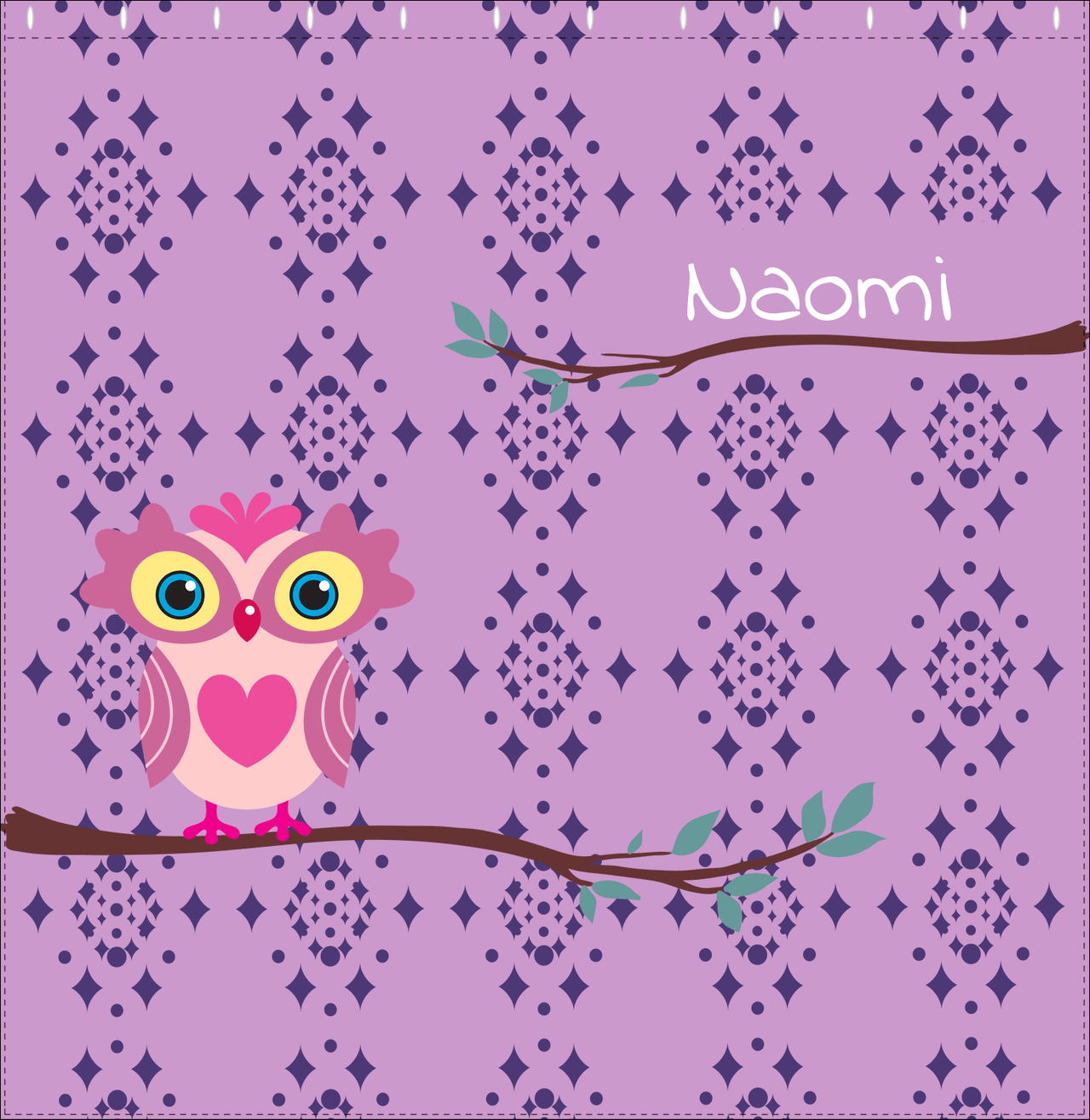 Personalized Owl Shower Curtain I - Owl 07 - Pink Background - Decorate View