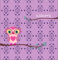 Thumbnail for Personalized Owl Shower Curtain I - Owl 07 - Pink Background - Decorate View