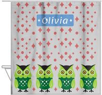 Thumbnail for Personalized Owl Shower Curtain II - Owl 08 - Grey Background - Hanging View