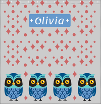 Thumbnail for Personalized Owl Shower Curtain II - Owl 04 - Grey Background - Decorate View