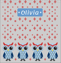 Thumbnail for Personalized Owl Shower Curtain II - Owl 06 - Grey Background - Decorate View