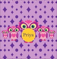 Thumbnail for Personalized Owl Shower Curtain IV - Owl 07 - Purple Background - Decorate View
