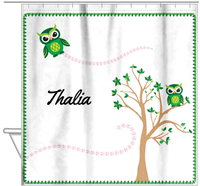 Thumbnail for Personalized Owl Shower Curtain VII - Owl 03 - White Background - Hanging View