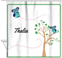Thumbnail for Personalized Owl Shower Curtain VII - Owl 10 - White Background - Hanging View