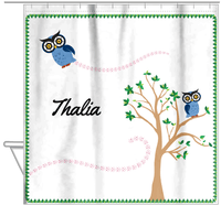 Thumbnail for Personalized Owl Shower Curtain VII - Owl 12 - White Background - Hanging View