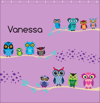 Thumbnail for Personalized Owl Shower Curtain VIII - All Owls - Purple Background - Decorate View