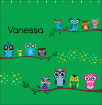 Thumbnail for Personalized Owl Shower Curtain VIII - All Owls - Kelly Green Background - Decorate View