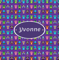 Thumbnail for Personalized Owl Shower Curtain X - All Owls - Purple Background - Oval Nameplate - Decorate View