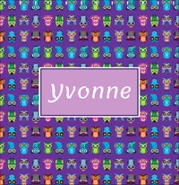 Thumbnail for Personalized Owl Shower Curtain X - All Owls - Purple Background - Rectangle Nameplate - Decorate View