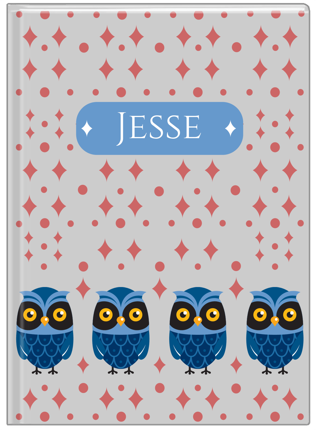 Personalized Owls Journal II - Grey Background - Owl III - Front View