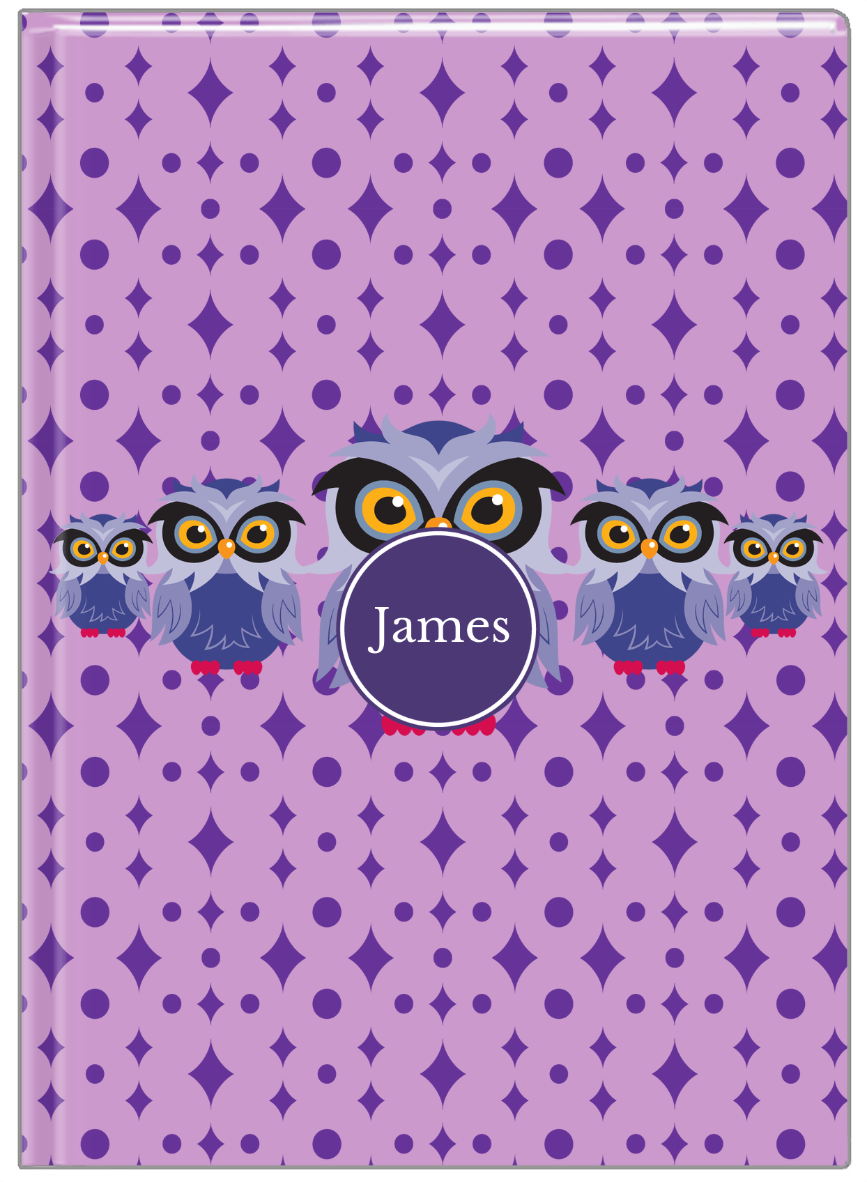 Personalized Owls Journal IV - Purple Background - Owl IV - Front View