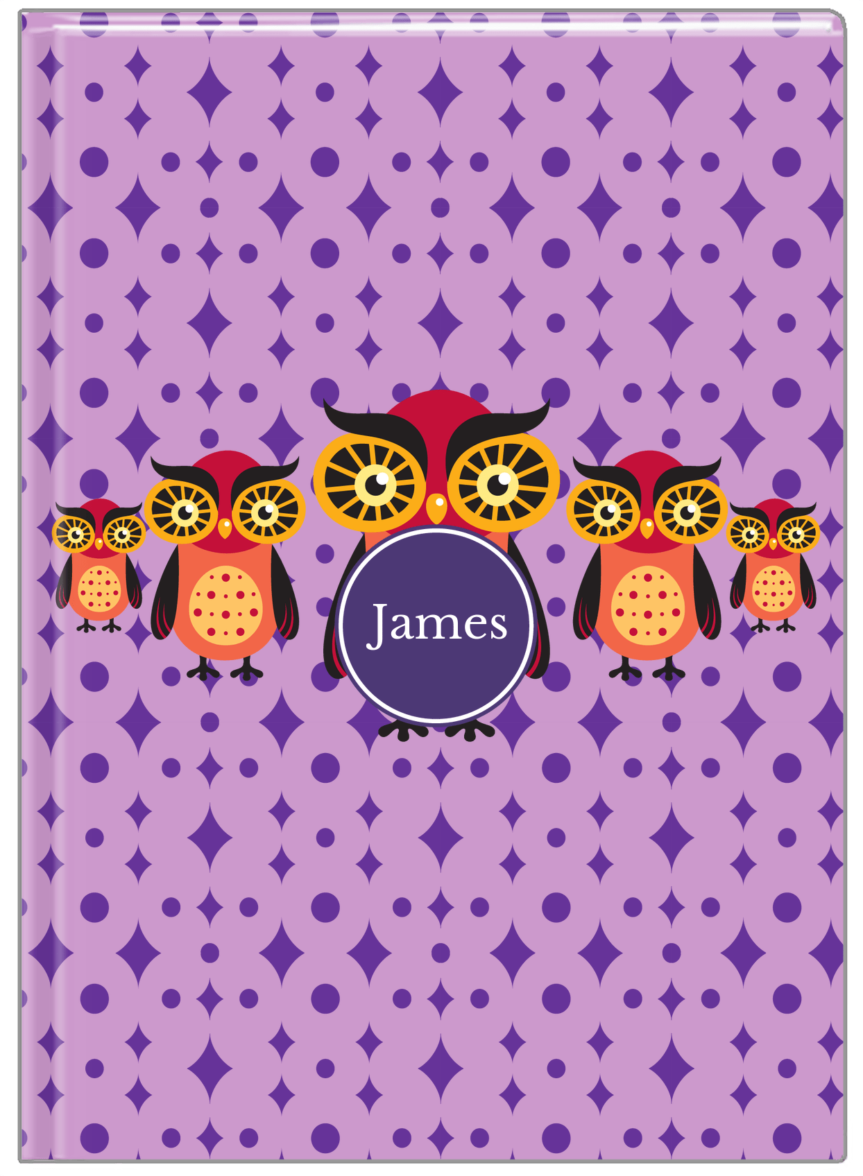 Personalized Owls Journal IV - Purple Background - Owl VI - Front View