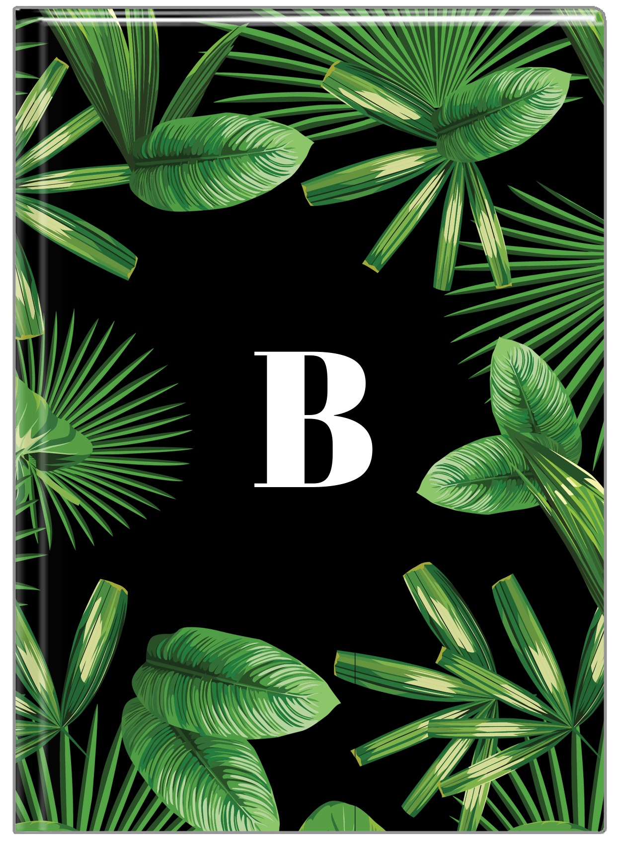 Personalized Palm Fronds Journal - Black Background - Front View