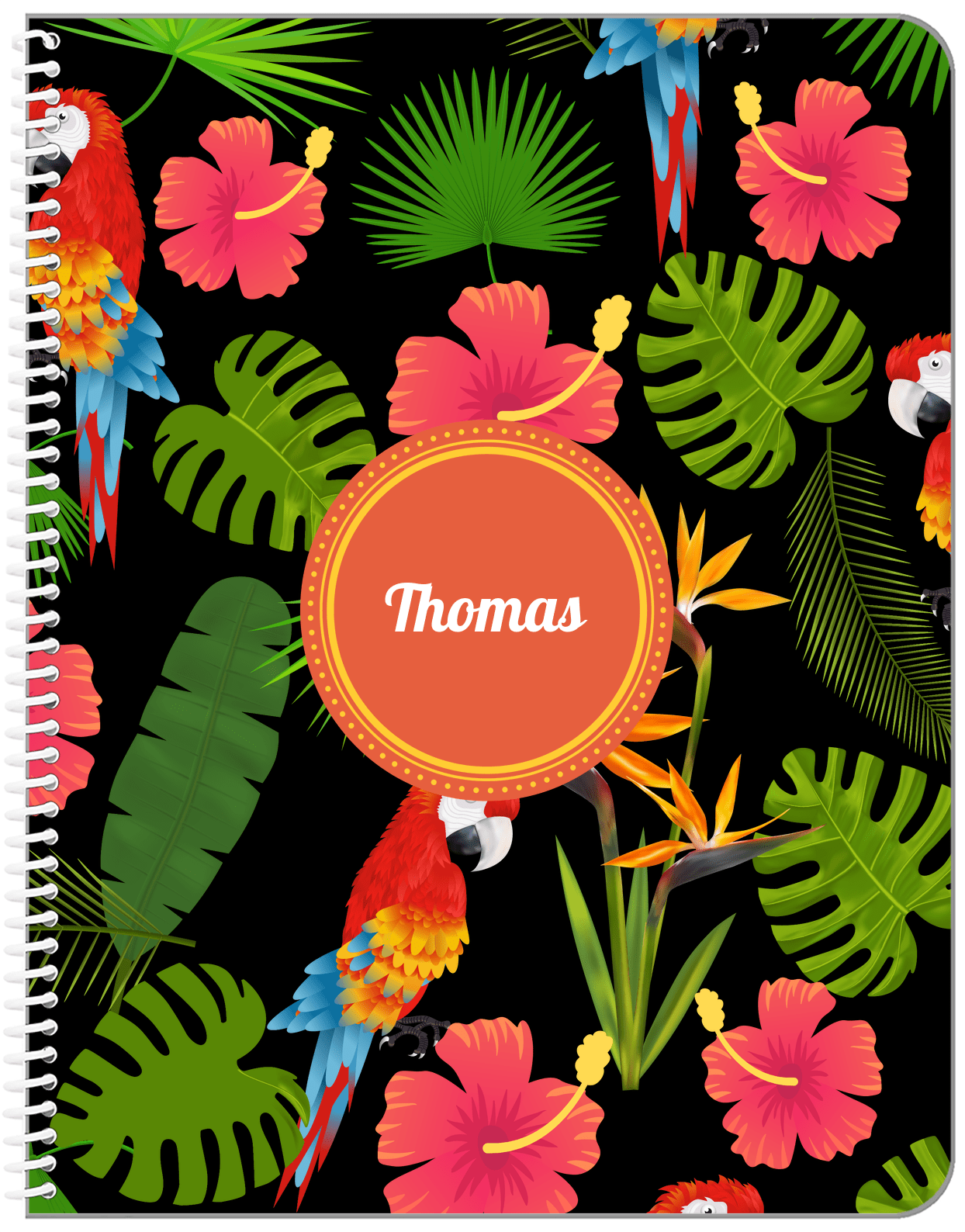 Personalized Palm Fronds Notebook - Circle Nameplate - Front View