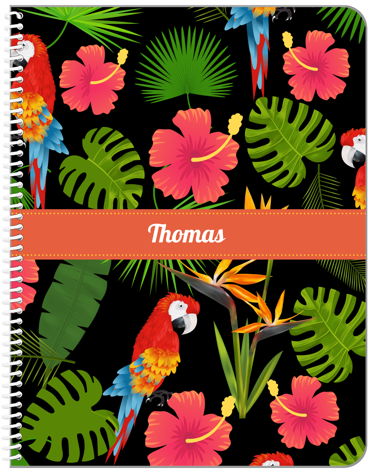 Personalized Palm Fronds Notebook - Ribbon Nameplate - Front View