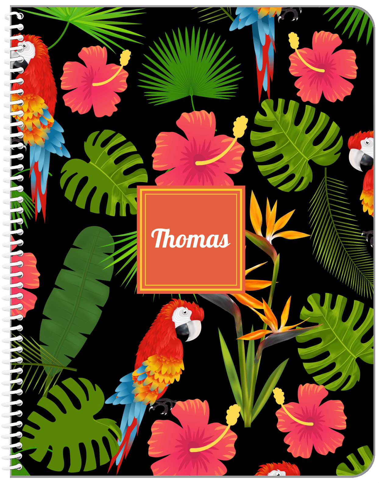 Personalized Palm Fronds Notebook - Square Nameplate - Front View