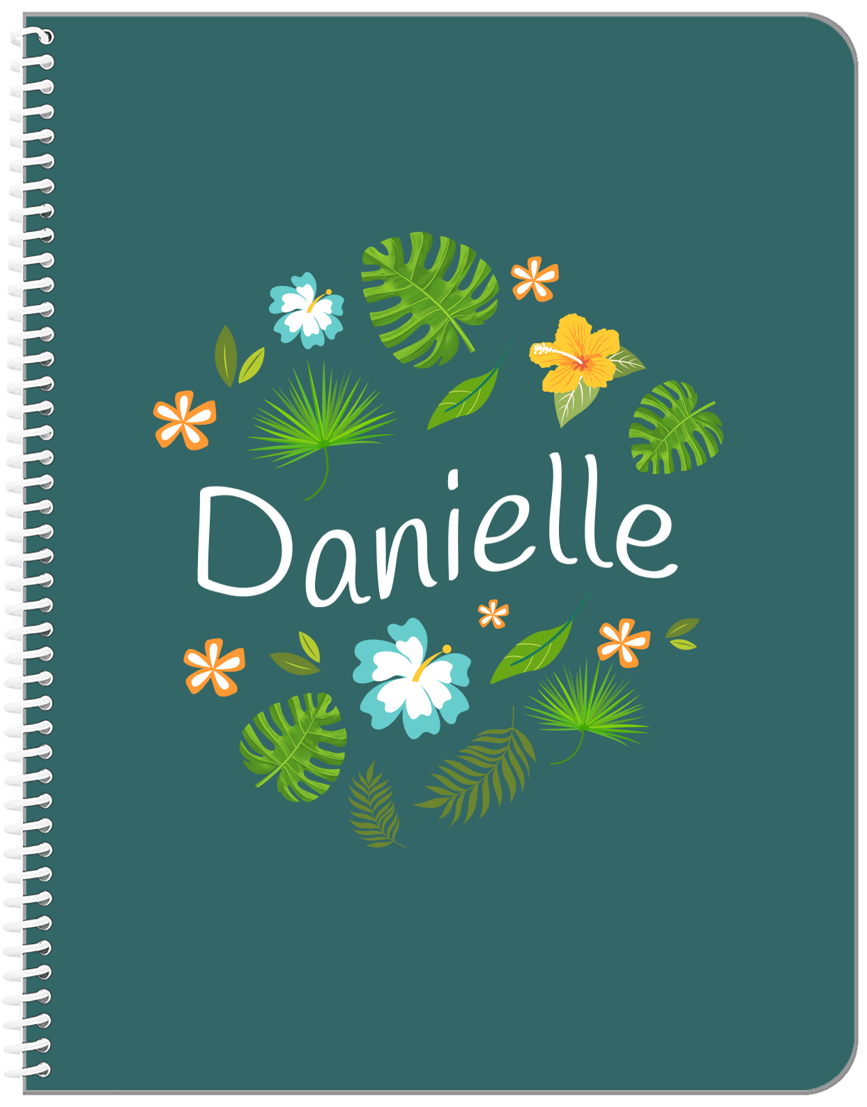 Personalized Palm Fronds Notebook - Wavy Text - Front View
