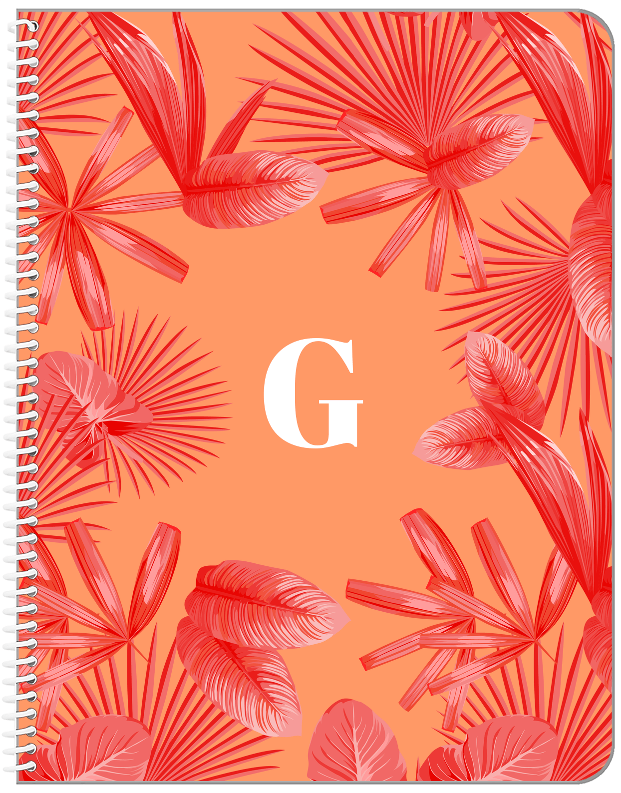 Personalized Palm Fronds Notebook - Orange Background - Front View
