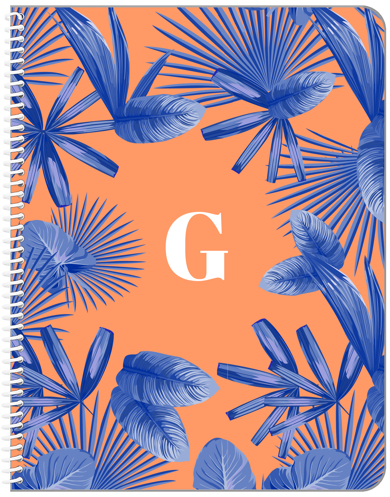 Personalized Palm Fronds Notebook - Orange Background - Front View