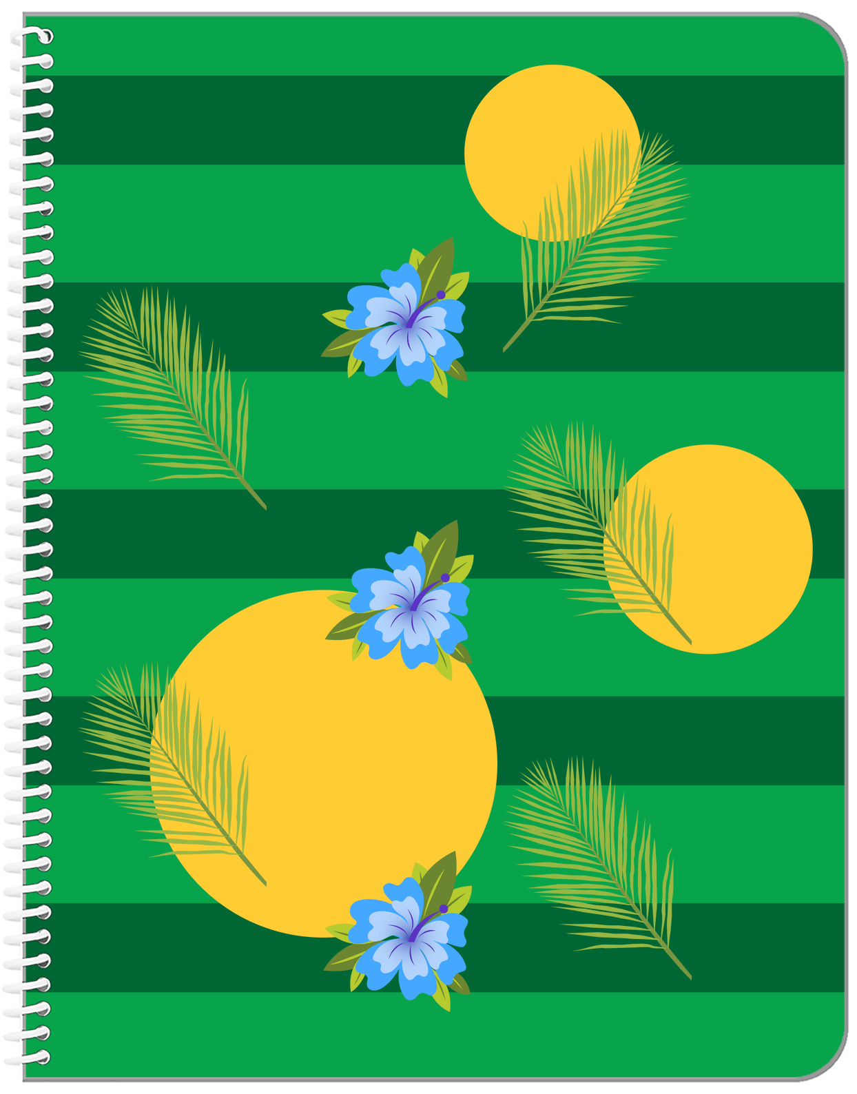 Palm Fronds Notebook - Green Stripes - Front View