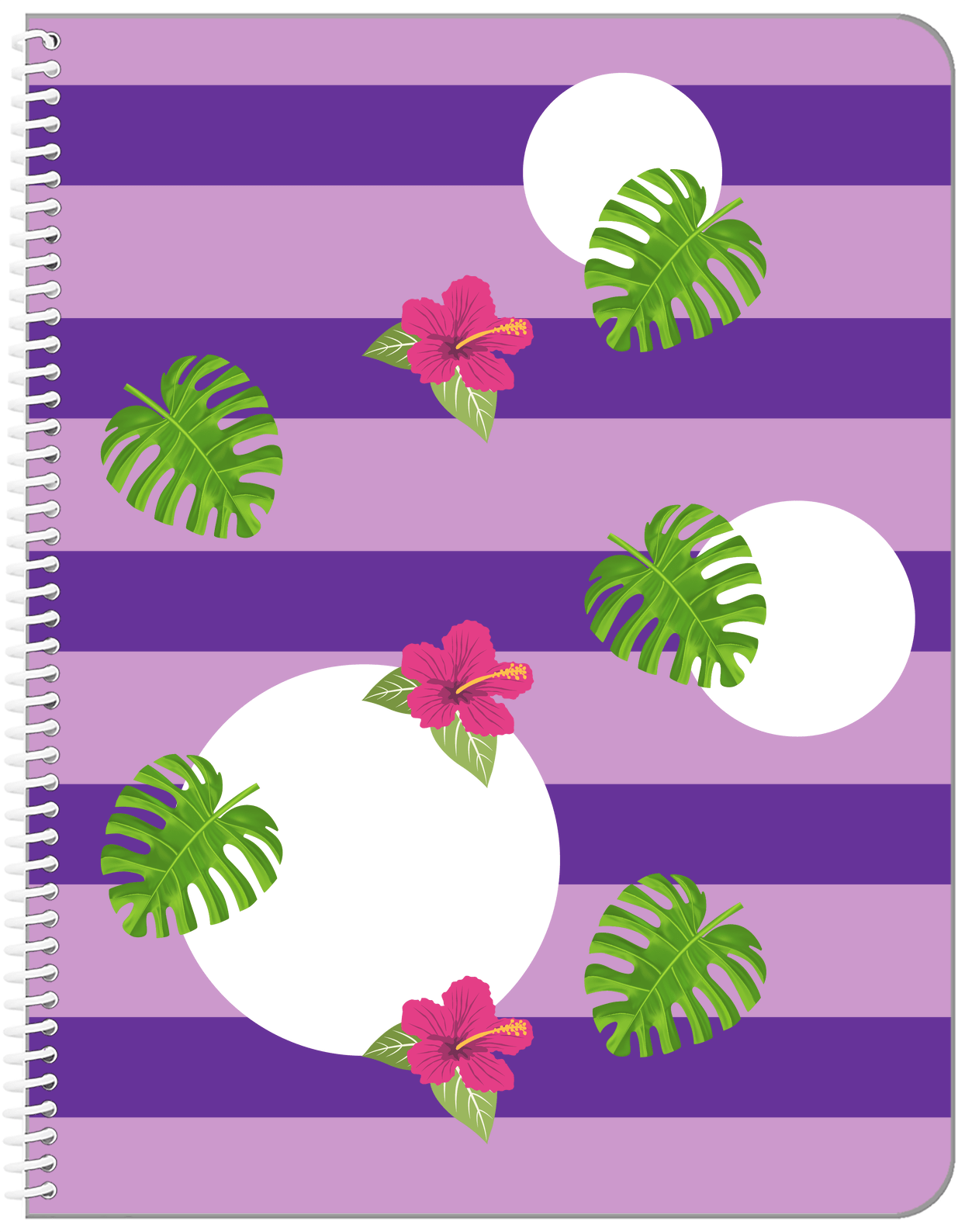 Palm Fronds Notebook - Purple Stripes - Front View