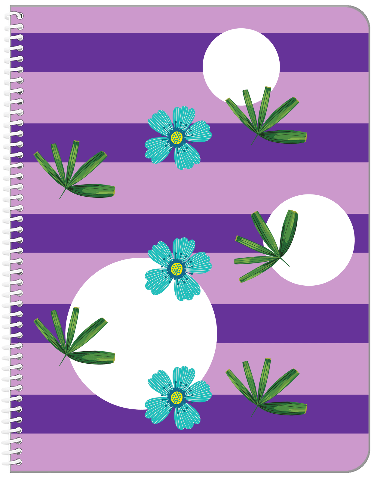 Palm Fronds Notebook - Purple Stripes - Front View