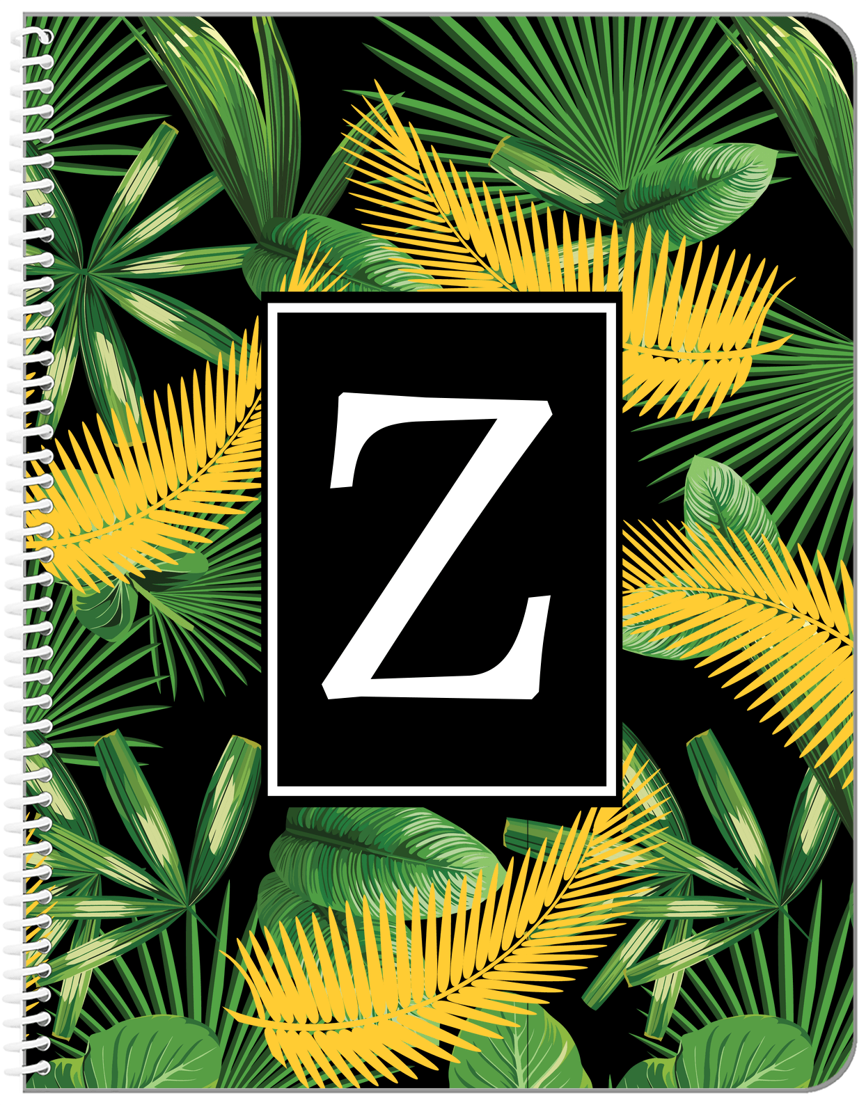 Personalized Palm Fronds Notebook - Tropical Leaves - Front View